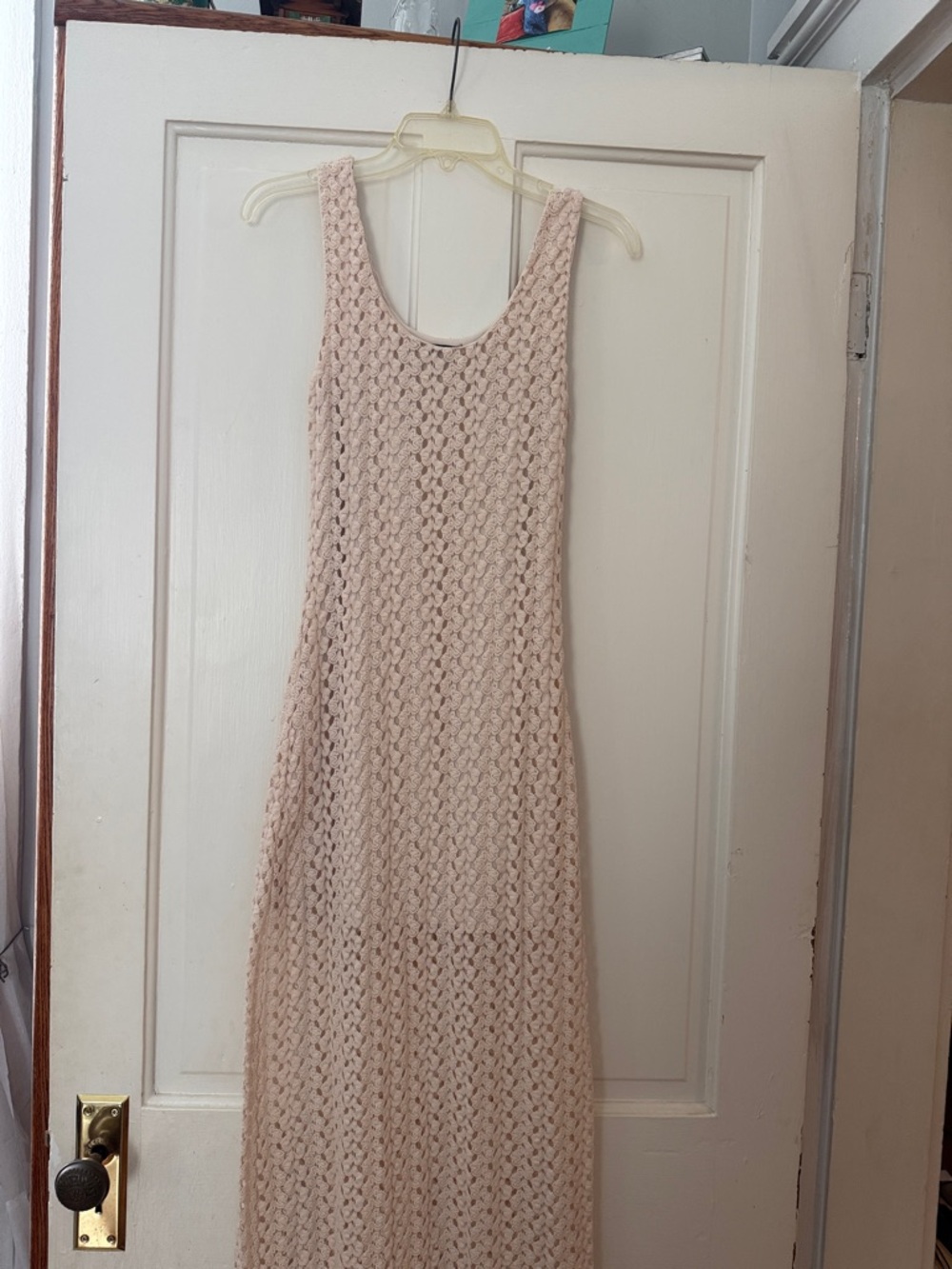 Forever 21 Beige Crochet Maxi Dress, Size Small